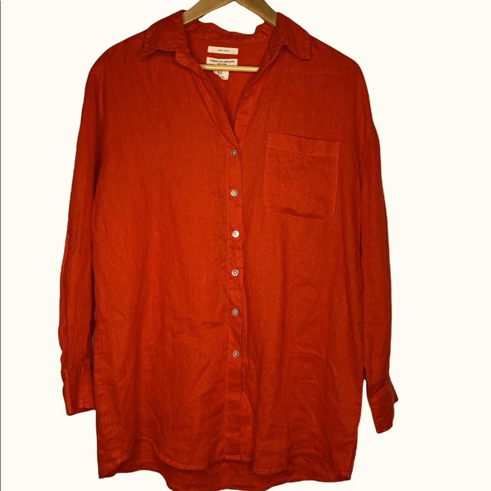 Christian Siriano Linen Top